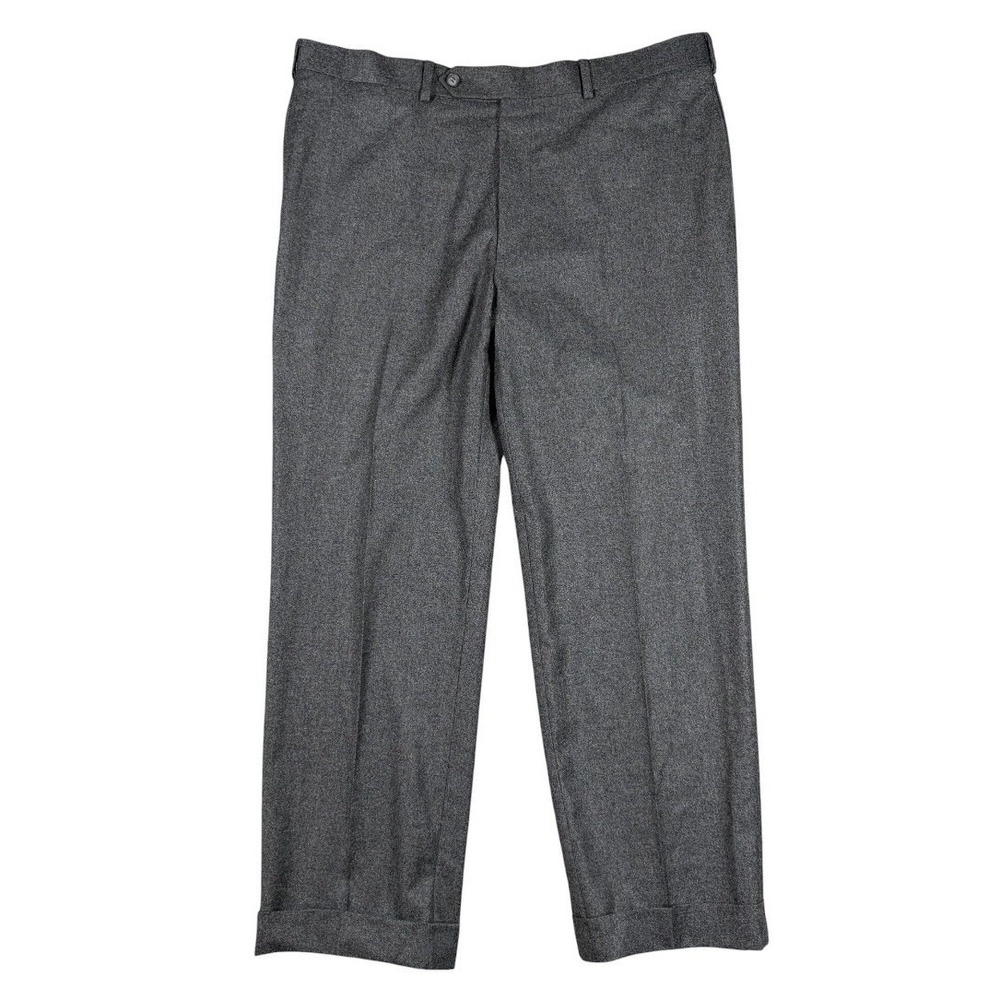Paul Stuart Dress Men Pants Trousers Flannel Wool Cuffed Old Money Gray 37x28